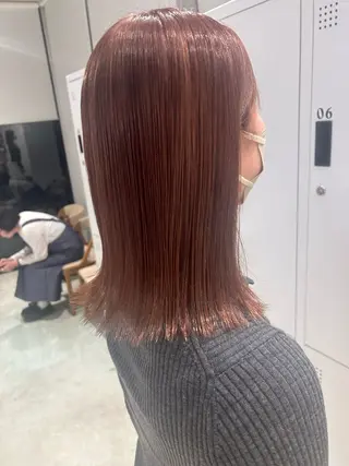 ミディアム カラー ピンク/ベージュ /似合わせ/田島百華のヘアスタイル