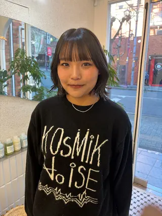 ミディアム リン🔔ボブ cut ベージュカラー🤎のヘアスタイル