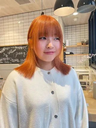 セミロング カラー 縮毛矯正/ 輝く透明感カラー🌺のヘアスタイル