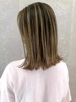 ミディアム パーマ カラー ヘアアレンジ ITbyALBUM 藤沢店のヘアスタイル