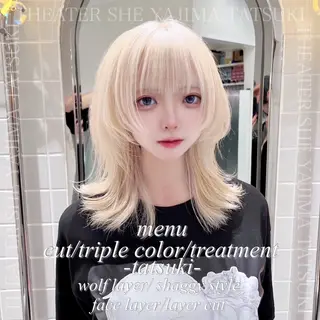 ミディアム 🫧ハイトーン特化 🐺矢島タツキ🐺のヘアスタイル