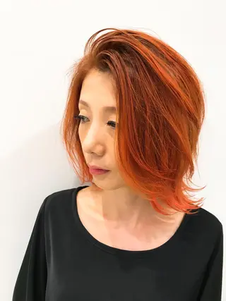 ミディアム カラー PEWL所属・クロスパーマ松永裕久 似合わせカットのヘアスタイル