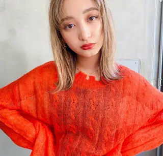 ミディアム 最新ケアカラー 髪質改善YUTOのヘアスタイル