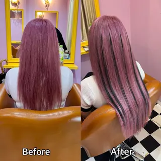 ロング シール＋ちび編み込み エクステ梅田🐨のヘアスタイル