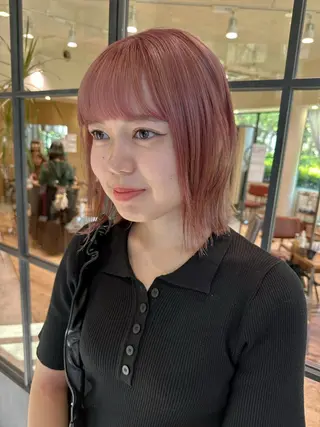 ミディアム 平野恵/透明感カラー ブリーチ/ボブのヘアスタイル