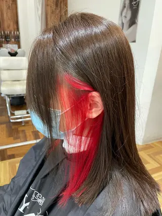 セミロング カラー 福森 みずきのヘアスタイル