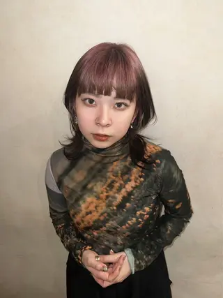 ミディアム カラー ハイトーン/ピンク カラー/めい🎀のヘアスタイル