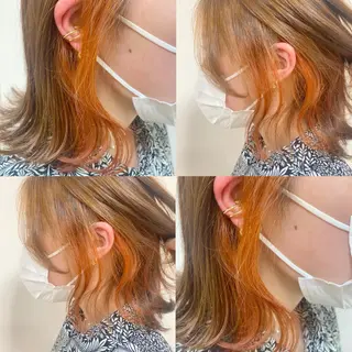 ミディアム カラー ヘアアレンジ 🌈haru🌻 藤沢ハイトーン🌈のヘアスタイル