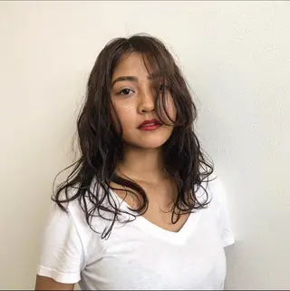 セミロング パーマ 韓国🇰🇷ボブ✂︎ レイヤー✂︎三吉明人のヘアスタイル