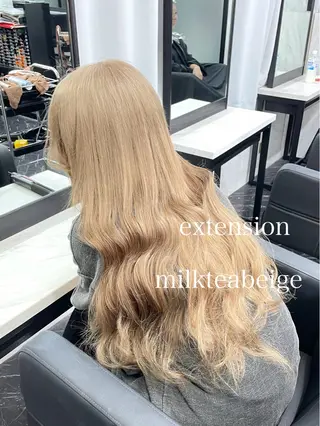 ロング カラー エクステ🩵ブリーチ 韓国ヘア🩵KAEのヘアスタイル