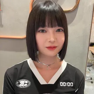 ショート カラー ボブ/巻ける縮毛矯正 /韓国レイヤーはなのヘアスタイル