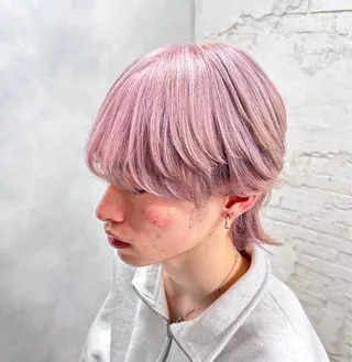 ショート カラー レイヤーブリーチ特化 ホワイト専門/岸のヘアスタイル