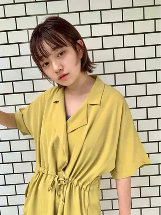 ショート カラー 柔らかブラウン/顔周 りレイヤー♡ユウシのヘアスタイル