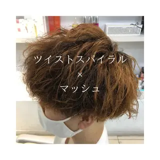 ショート パーマ メンズ 髪質改善× ハイライト溝江のヘアスタイル