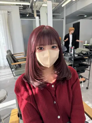 ミディアム カラー ヘアアレンジ 暖色系/透明感 治野心のヘアスタイル