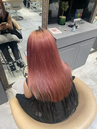 ロング ゆらんちょ/ブリーチ 無w/縮毛矯正/暖色のヘアスタイル