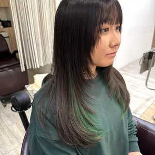 セミロング カラー 湯浅 了一のヘアスタイル