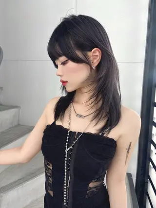 ミディアム rina／ベージュ ワンホン/韓国ヘアのヘアスタイル