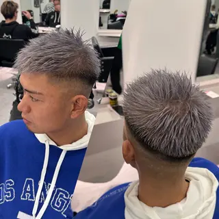 ショート カラー メンズ R/🤎 パーマ&ブリーチ🔥のヘアスタイル