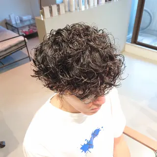 ショート パーマ メンズ iss所属・メンズ/パーマ特化 /波巻き/林洋平のヘアスタイル