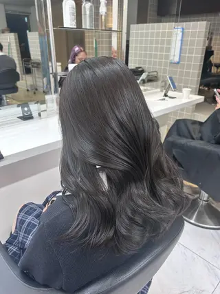 ロング カラー パーマ ヘアアレンジ メンズ キッズ ブリーチなしカラー/ ブラウン/レイヤーのヘアスタイル