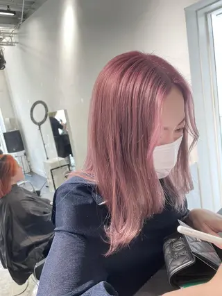 セミロング カラー ヘアアレンジ 艶ハイトーン/ヘア アレンジAYAKAのヘアスタイル