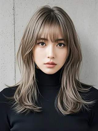 セミロング ウルフカット 811 大阪梅田 ウルフのヘアスタイル