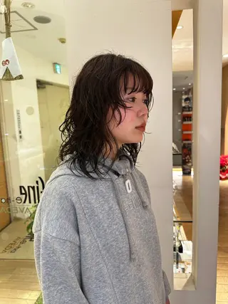 ミディアム 青木龍樹/パーマモデ ル/似合わせパーマのヘアスタイル