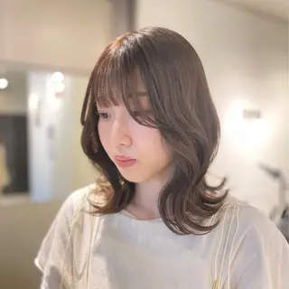 ミディアム カラー noa hair design 町田店所属・miyu♡̷̷ 韓国ヘア/顔まわりのヘアスタイル