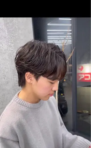 ショート カラー パーマ メンズ キッズ 栄💗レイヤーカット ｜韓国風｜haruのヘアスタイル