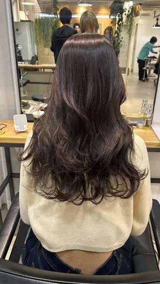 セミロング カラー じゅわっと暖色カラー 🍊Moemiのヘアスタイル