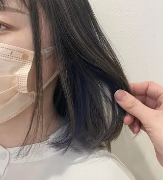 ミディアム カラー ブリーチなしWカラー /酸性ストレート河本のヘアスタイル