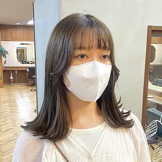 ミディアム カラー ヘアアレンジ ハル🌸柔色/ ブリーチなし/艶髪のヘアスタイル