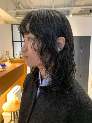 セミロング カラー パーマ ボブ　レイヤー パーマ/横山大樹のヘアスタイル