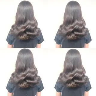 セミロング カラー 髪質改善× ハイライト溝江のヘアスタイル