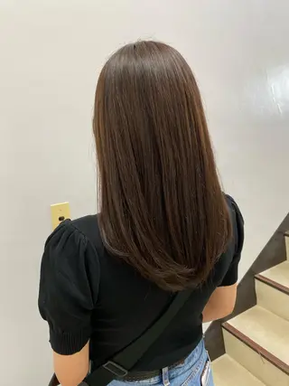 セミロング カラー ヘアアレンジ 韓国風ベージュ🤎 赤みなし🌿横浜🤎のヘアスタイル