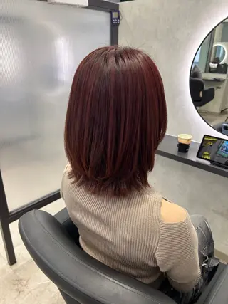 ミディアム カラー ハイライト/レイヤー ミルクティー/山本のヘアスタイル