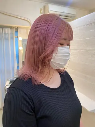 セミロング カラー ブリーチなしカラー ダブルカラーエクステのヘアスタイル
