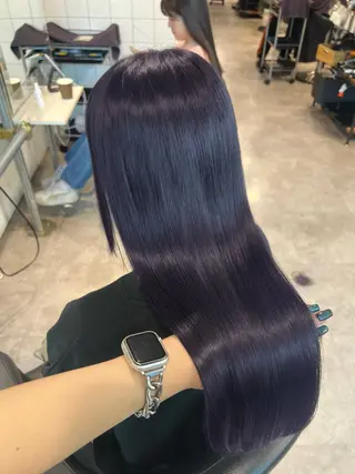 ロング カラー 暗髪🩶ラベンダー/ ブルー/ユウナ🤍のヘアスタイル