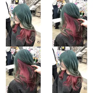 セミロング カラー 推しカラー✨ オタク美容師ユウカのヘアスタイル