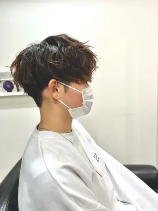 ショート パーマ メンズ 心斎橋バレイヤージュ 小林勝貴のヘアスタイル