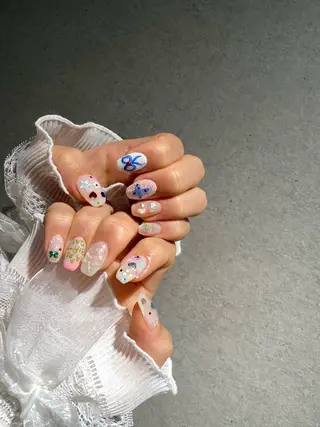 ネイル I-nailロング /ワンホン/キラキラのネイルデザイン