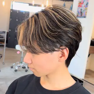 ミディアム カラー メンズ メンズパーマ/ メッシュ😎タクミのヘアスタイル