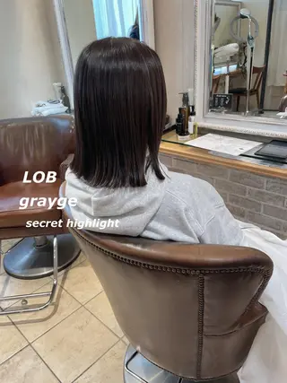 ミディアム カラー 切りっぱなしボブ ソノキユウカのヘアスタイル