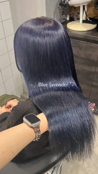 ロング カラー 暗髪🩶ラベンダー/ ブルー/ユウナ🤍のヘアスタイル