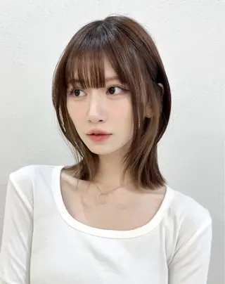 ミディアム 福岡美容師 透明感カラーのヘアスタイル