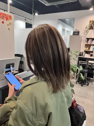 ミディアム カラー dogstar小林諒 レイヤー/パーマのヘアスタイル