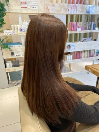 ロング カラー 暖色カラー/ブリーチ なしカラー/艶カラーのヘアスタイル