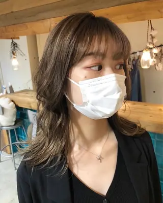 ミディアム カラー パーマ美容師 hanaのヘアスタイル