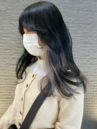 ロング カラー ヘアアレンジ ハッシュカット/ 韓国ヘア☽⋰mahoのヘアスタイル